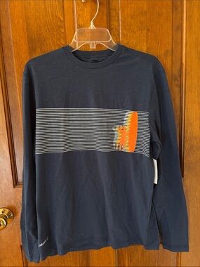 Johnnie-O Men's Navy Long-Sleeve Graphic Surf Shirt, NWT, S